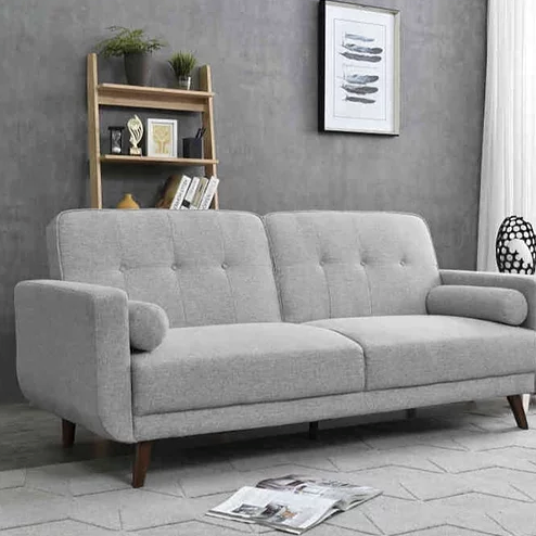 EVELYN Three Seater Sofa Bed/Polyester upholstery/Rubberwood legs/Grey