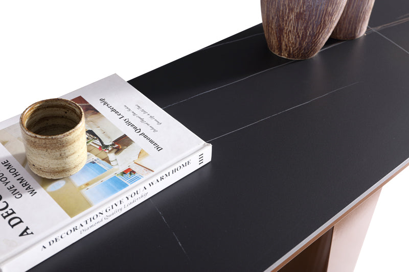 Black Ceramic Top Console Table/Entrance Table/Steel Legs