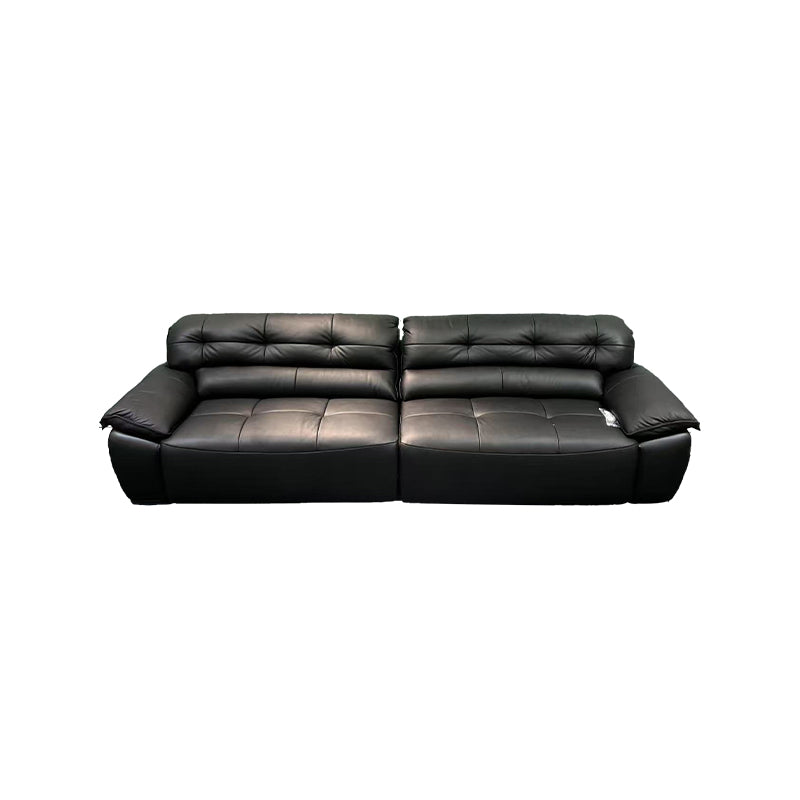Black Leather Power Retractable Sofa Bed/Dual Electric Extended Sleeper Couch