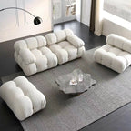 Modular White Boucle Fabric Upholstery Sofa /Designer/Contemporary/Three Seater