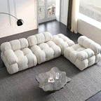 Modular White Boucle Fabric Upholstery Sofa /Designer/Contemporary/Three Seater