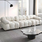 Modular White Boucle Fabric Upholstery Sofa /Designer/Contemporary/Three Seater