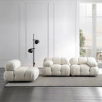 Modular White Boucle Fabric Upholstery Sofa /Designer/Contemporary/Three Seater