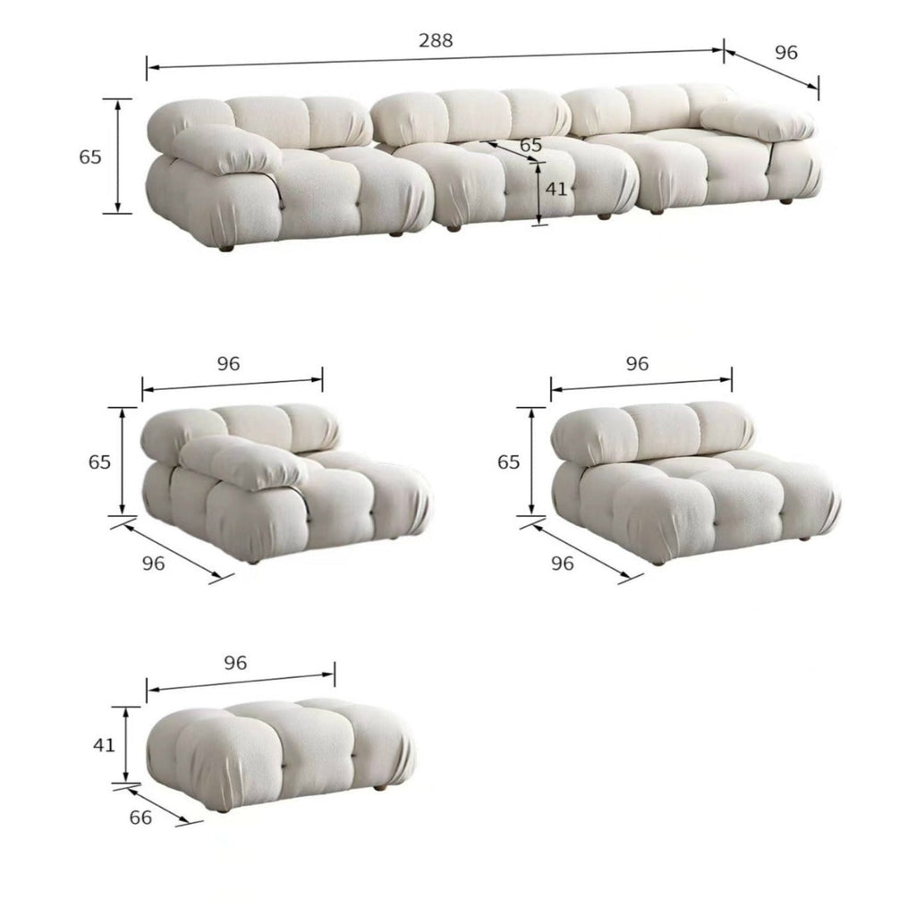 Modular White Boucle Fabric Upholstery Sofa /Designer/Contemporary/Three Seater
