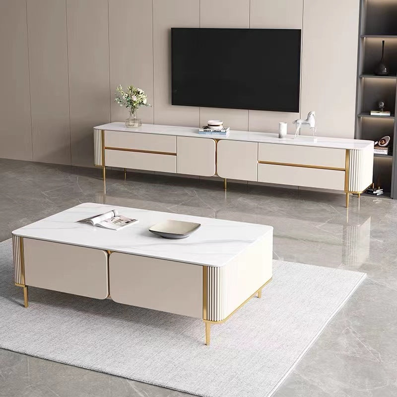 Zoe Modern Cultured Marble Top Minimalistic/ Coffee Table/Tea Table