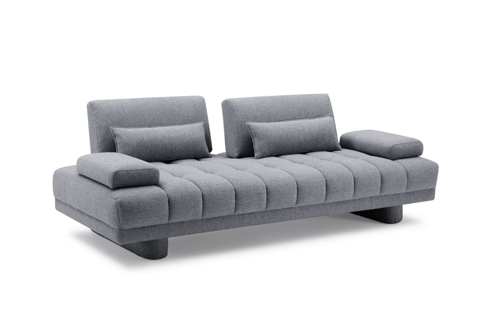 Adjustable Back Upholstery Sofa with Two Pillows/Grey/214cm/238cm