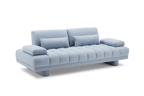 Adjustable Back Upholstery Sofa with Two Pillows/Blue/214cm/238cm