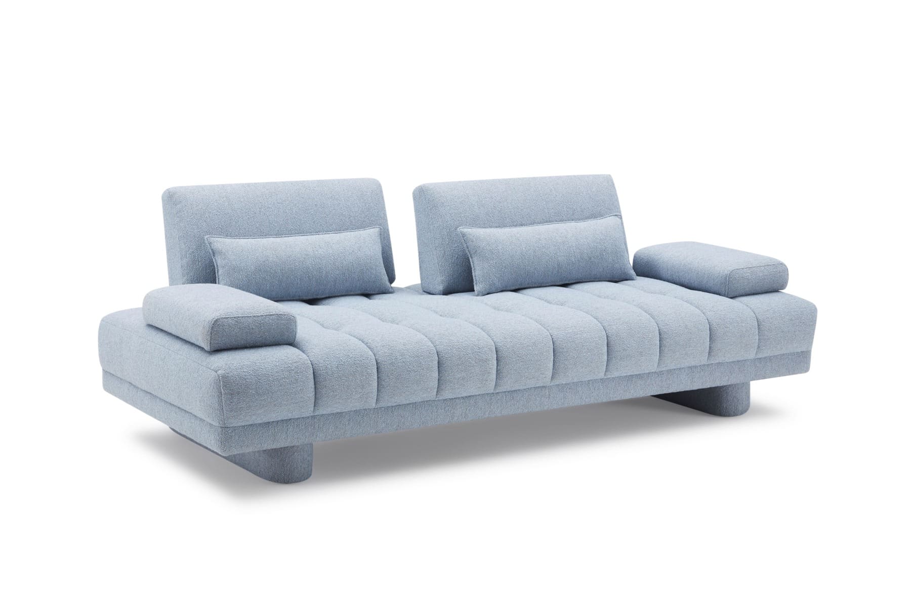 Adjustable Back Upholstery Sofa with Two Pillows/Blue/214cm/238cm