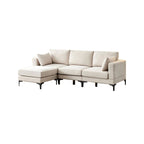 Fabric Upholstered Metal Legs Sofa with Ottoman in Beige color