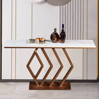Elton White and Gold Ceramic Console table/Ceramic top/Goldern Carbon Frame Legs