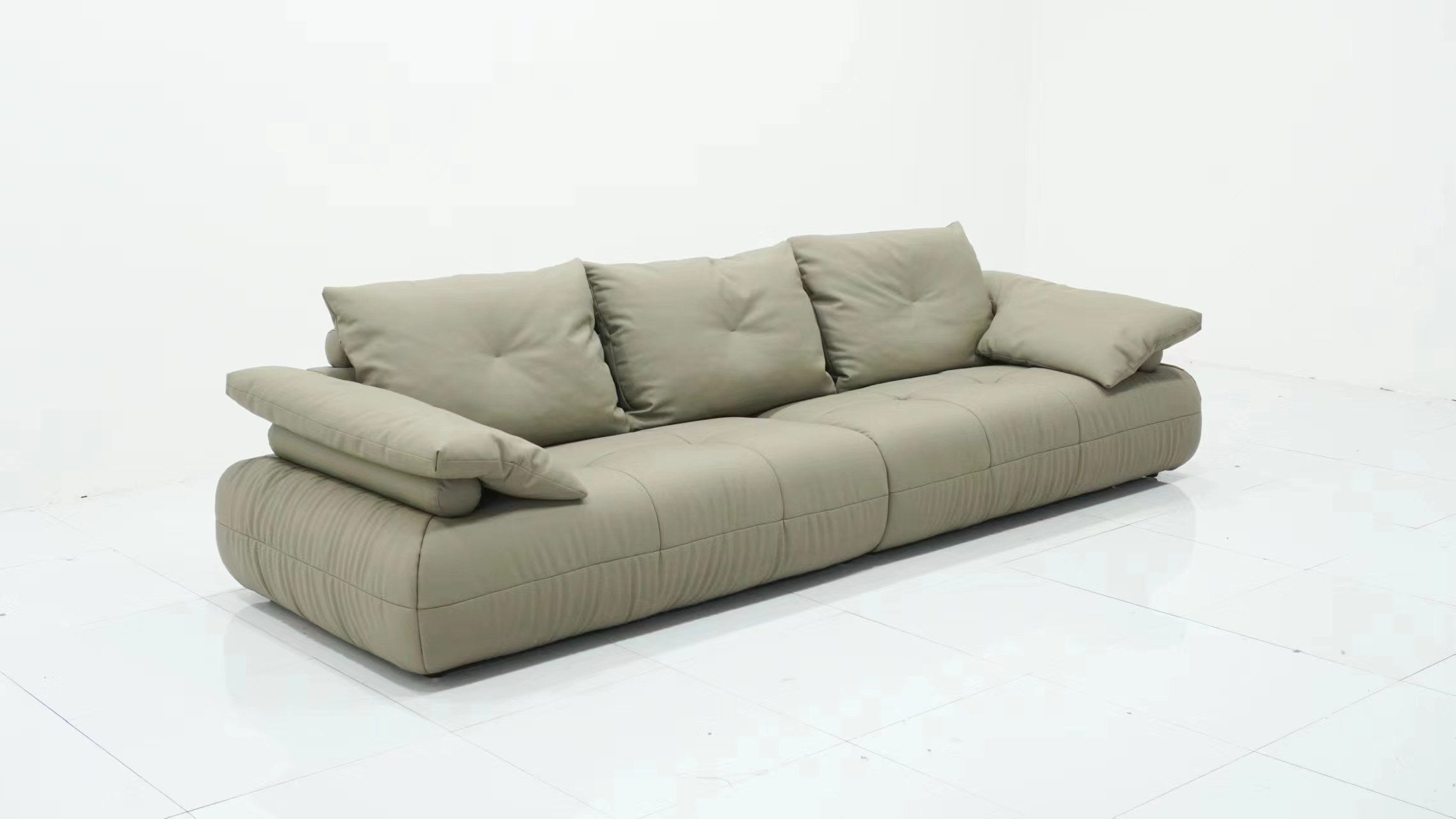Leather Upholstery Three Seater Sofa/Hidden Legs