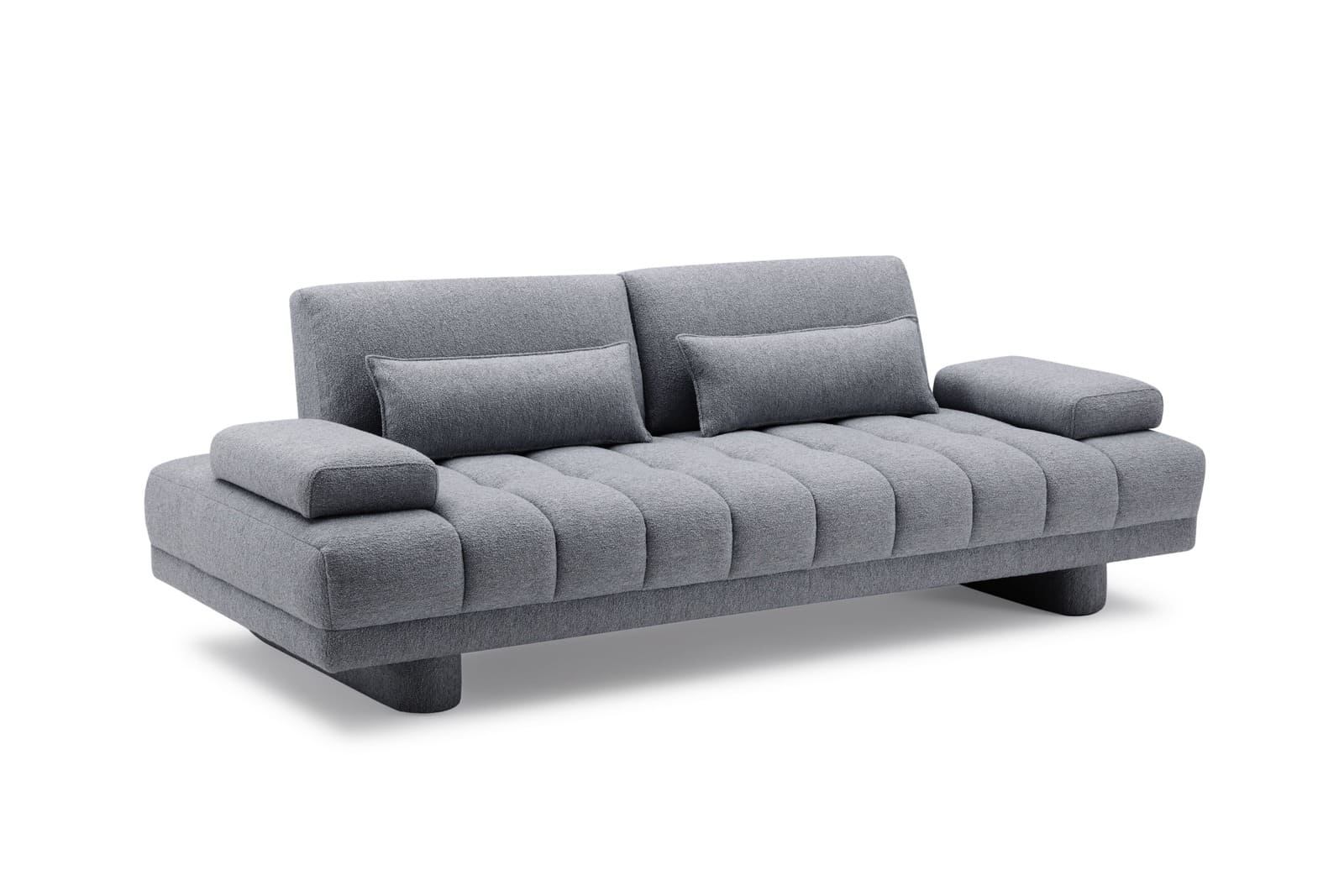 Adjustable Back Upholstery Sofa with Two Pillows/Grey/214cm/238cm