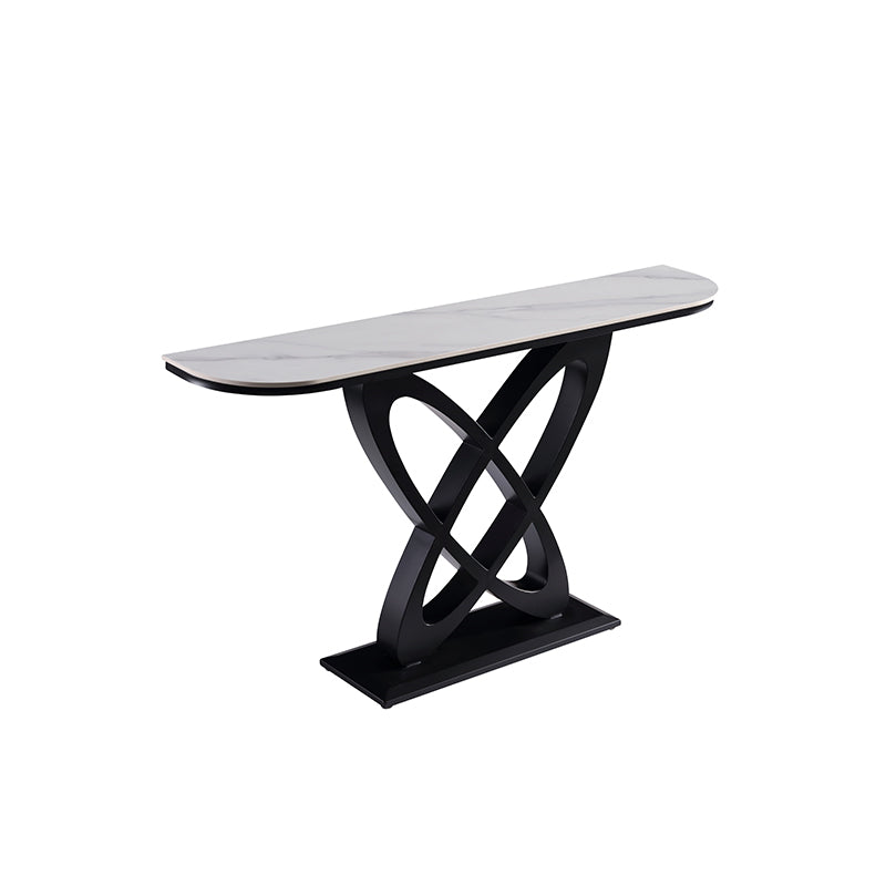 Ceramic Top Console Table/Entrance Table With Circular Geometric Design