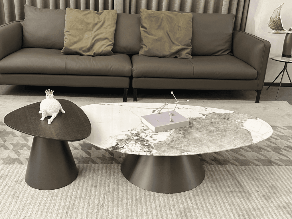 Irregular Shape Coffee Table Set with Carbon Steel Base