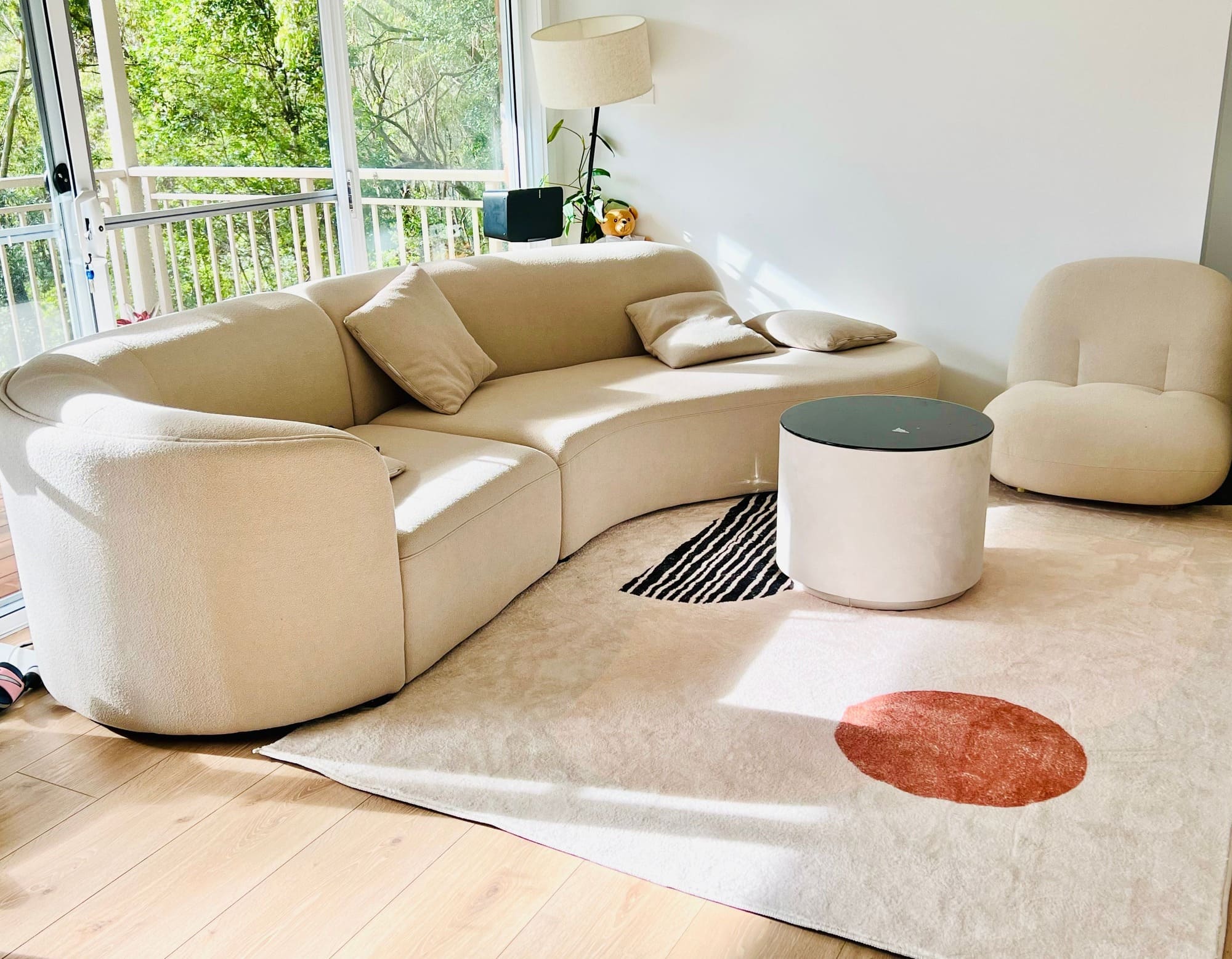 Skye Curved Fabric Upholstery Four Seater Sofa/Contemporary/Designer