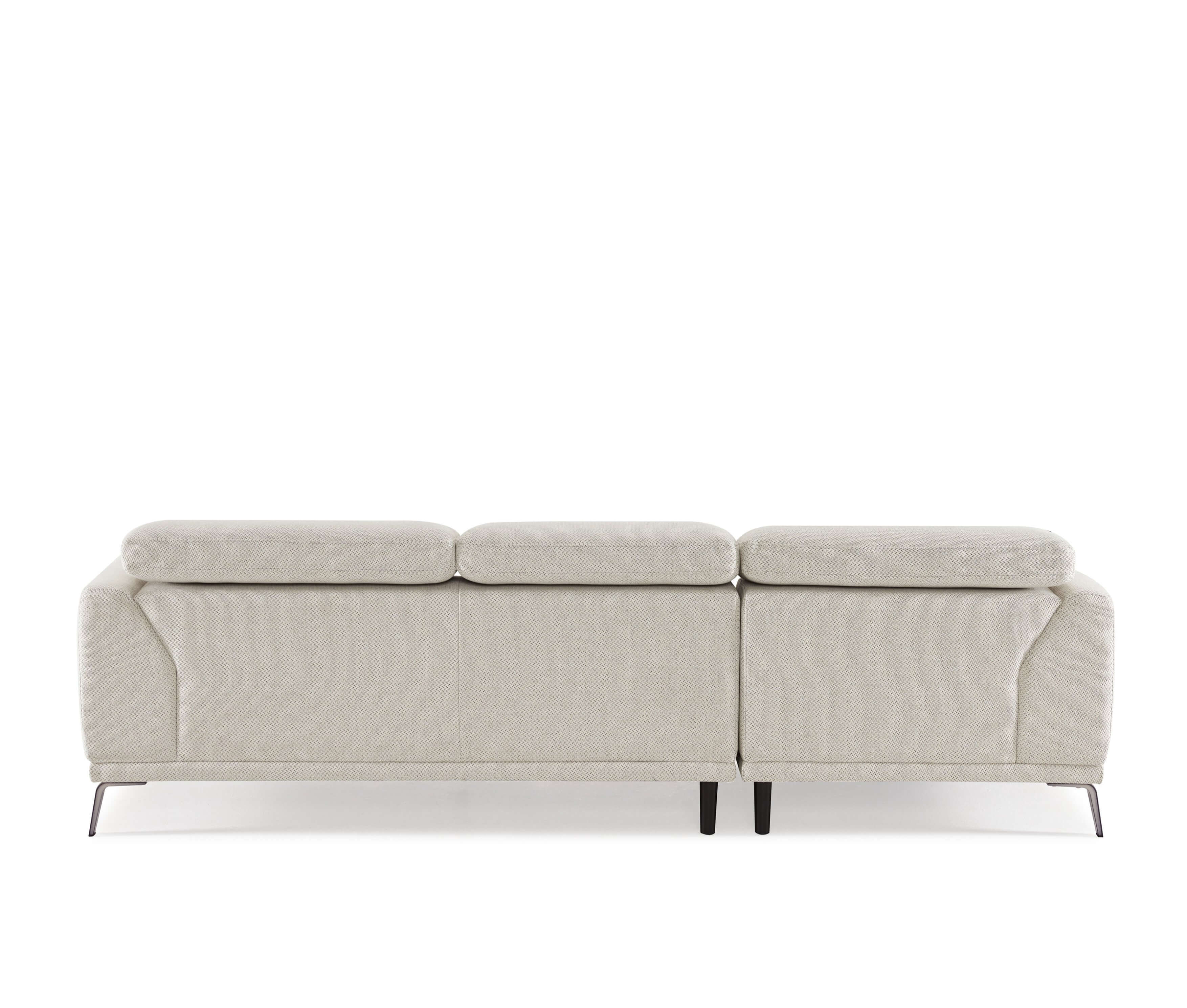 Ares L-Shape Three Seater Sofa Linen upholstery/ Seashell White/Steel legs