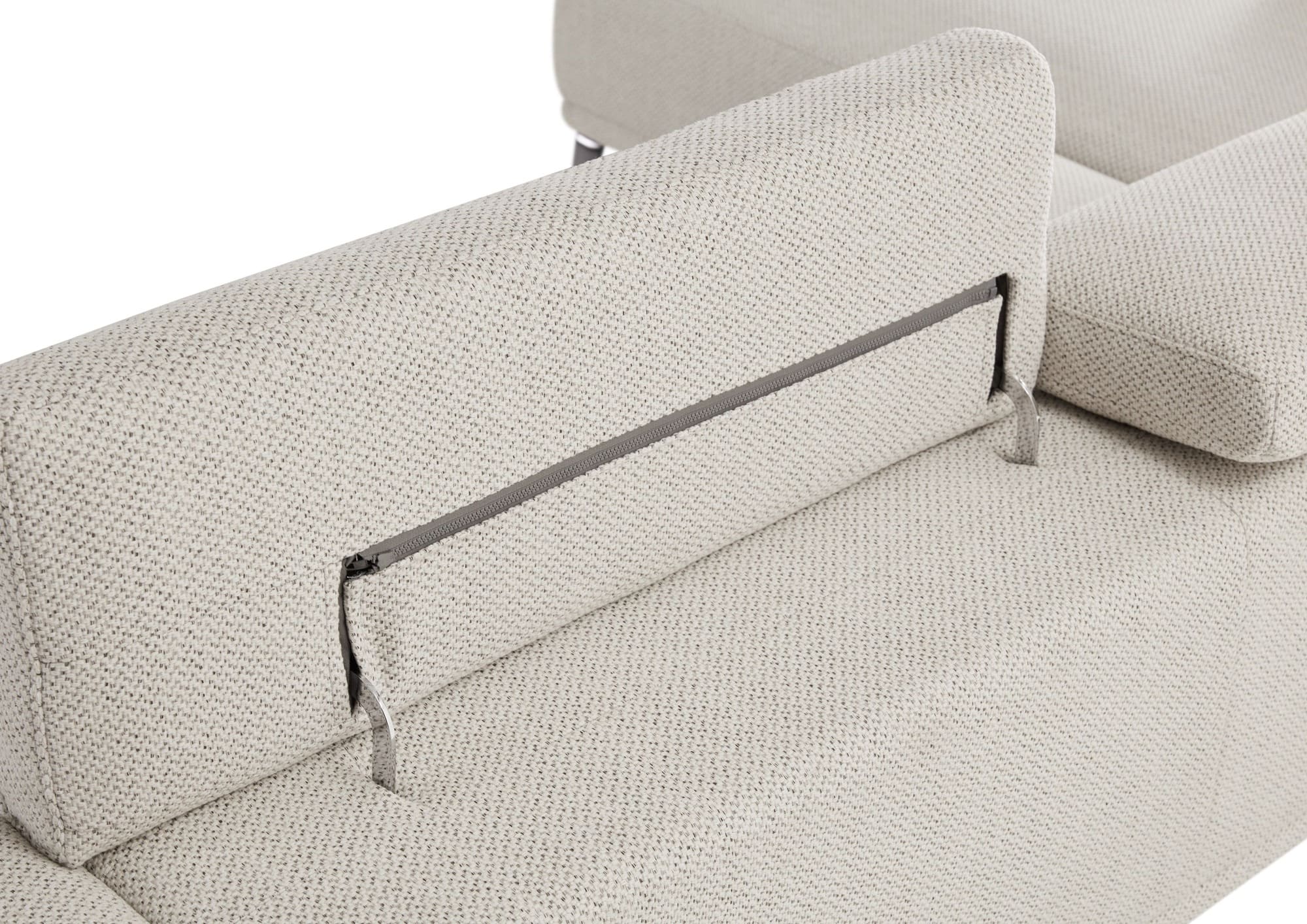 Two Seater Sofa Seashell White/ Linen Upholstery/Plywood Frame/Steel legs