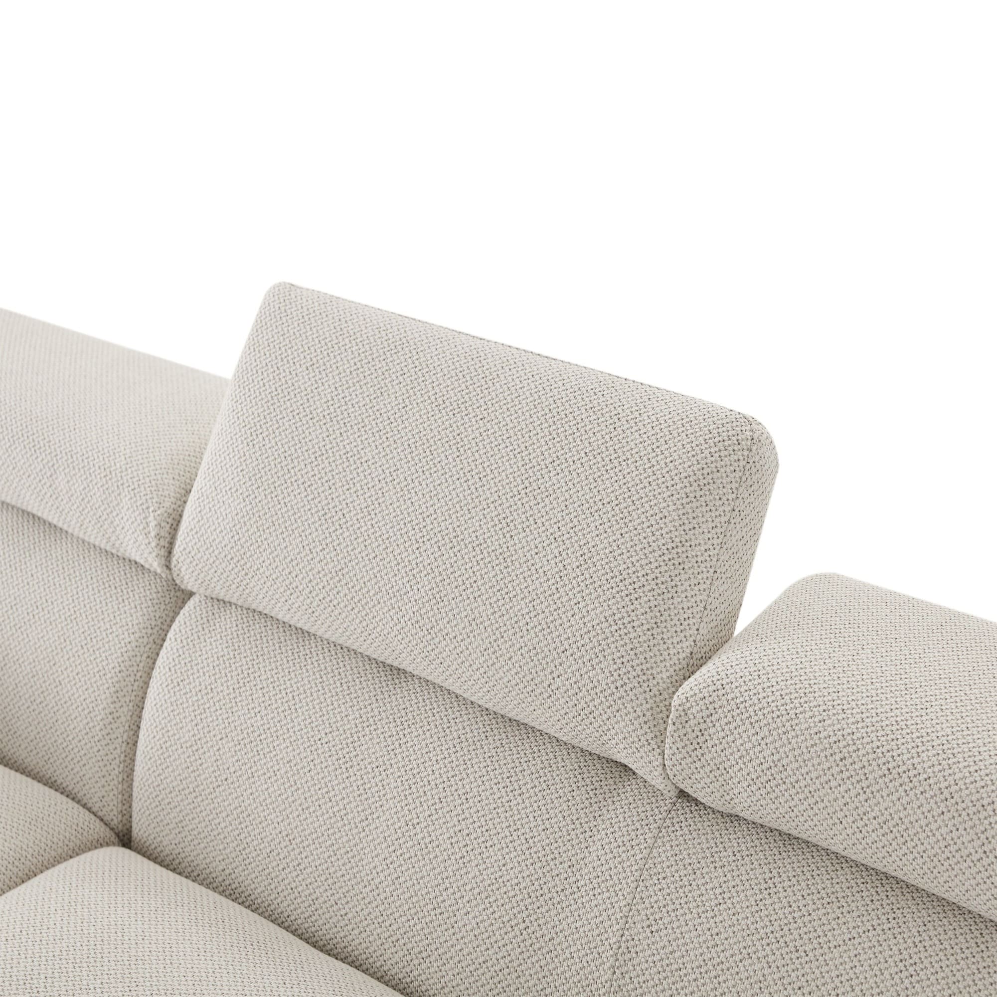 Two Seater Sofa Seashell White/ Linen Upholstery/Plywood Frame/Steel legs