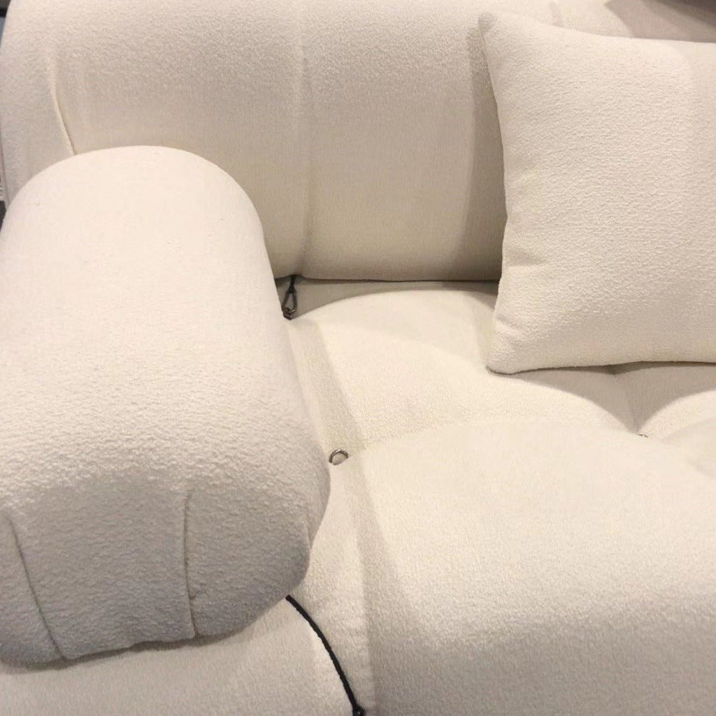 Modular White Boucle Fabric Upholstery Sofa /Designer/Contemporary/Three Seater