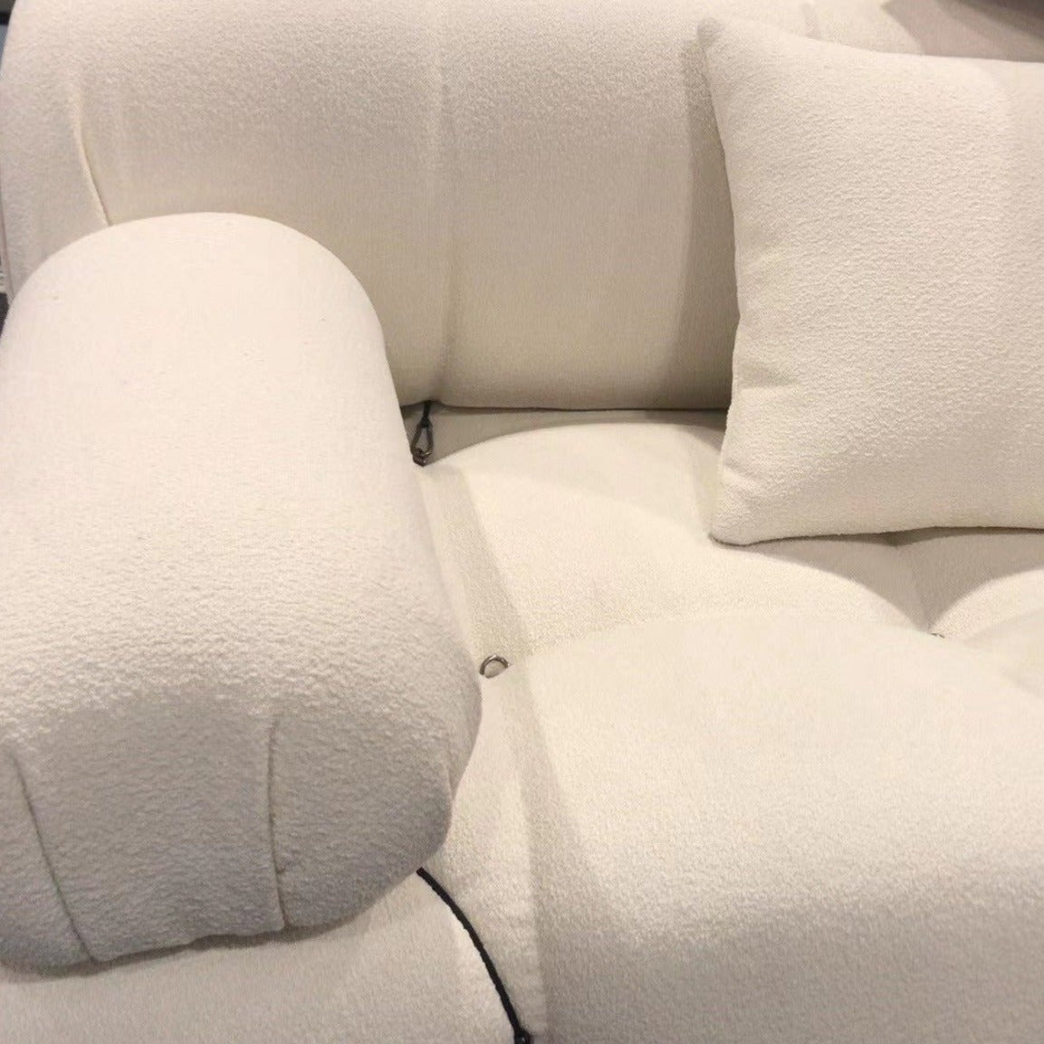Modular White Boucle Fabric Upholstery Sofa /Designer/Contemporary/Three Seater