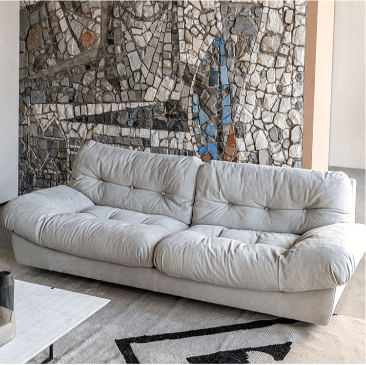 Cloud Grey Down Filled Suede Upholstery Sofa/Soft/ Steel Legs/280CM