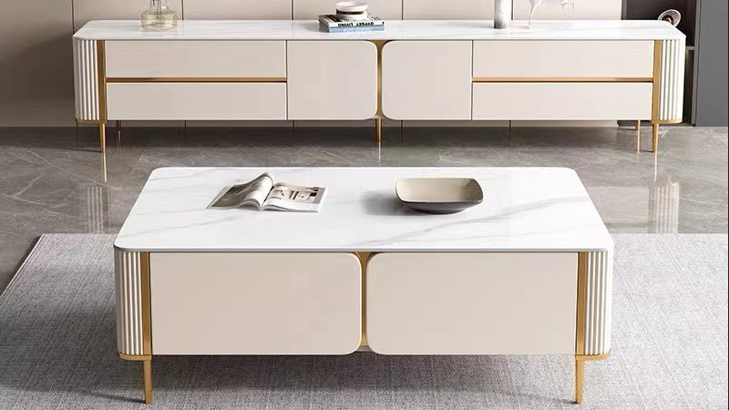 Modern Cultured Marble Top Minimalistic/ Coffee Table/Tea Table