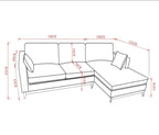 Puer Fabric Upholstery L shape Three Seater Sofa/Reversible Chaise