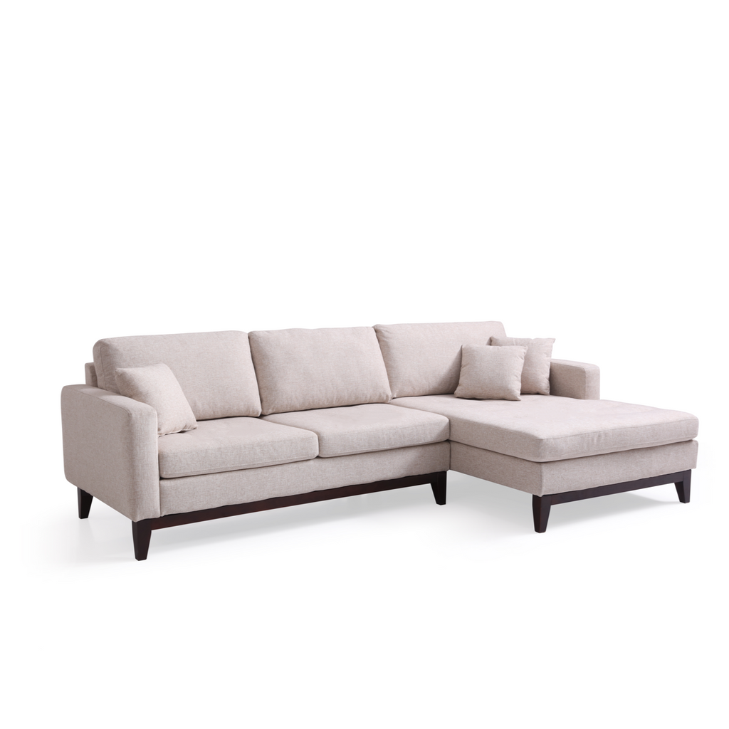 Puer Fabric Upholstery L shape Three Seater Sofa/Reversible Chaise