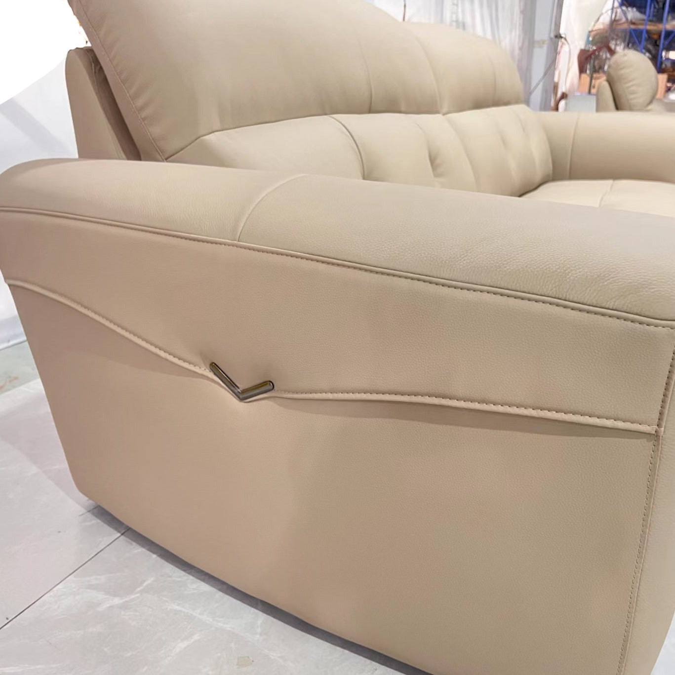 Swankie Leather Upholstery Three Seater Sofa/Steel Legs