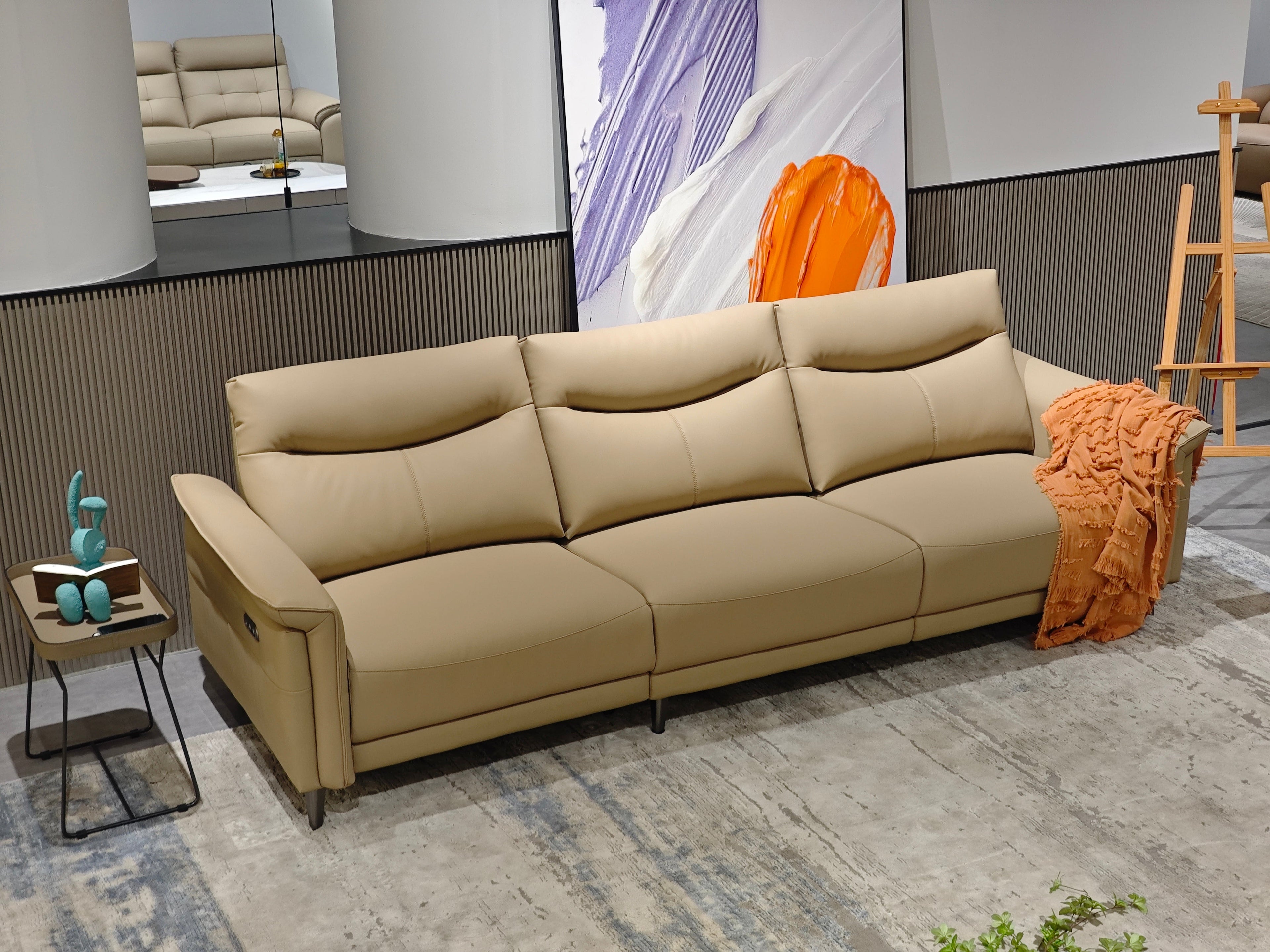 Electric Lift Recliner/ Eco-Leather Sofa/Chaise /Steel Legs XMT-1826