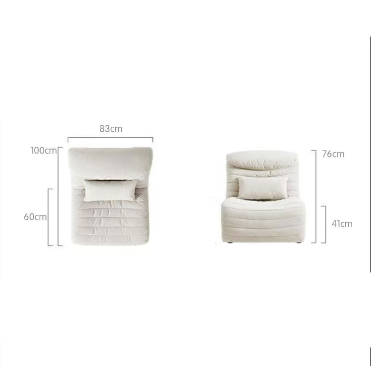 Inniss Cream White Single Seat Sofa Tech velvet Upholstered with Headrest/Floor Sofa