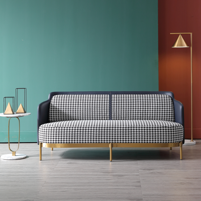 Grid Sofa/Armchair/Single Sofa/Houndstooth pattern/Brass Steel Legs