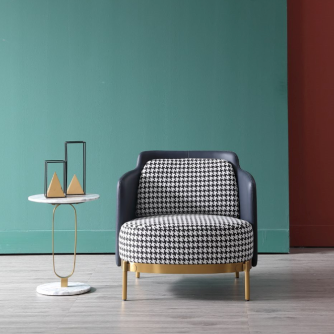 Grid Sofa/Armchair/Single Sofa/Houndstooth pattern/Brass Steel Legs
