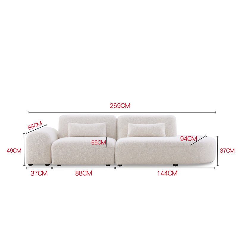 Pretty Modular Pure White Bouclé Upholstery Sofa/ 270cm