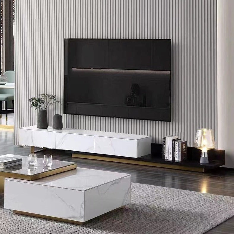VAVA Ceramic Top Extendable Entertainment Unit/TV Stand/Ceramic top/MDF shelves and cabinets