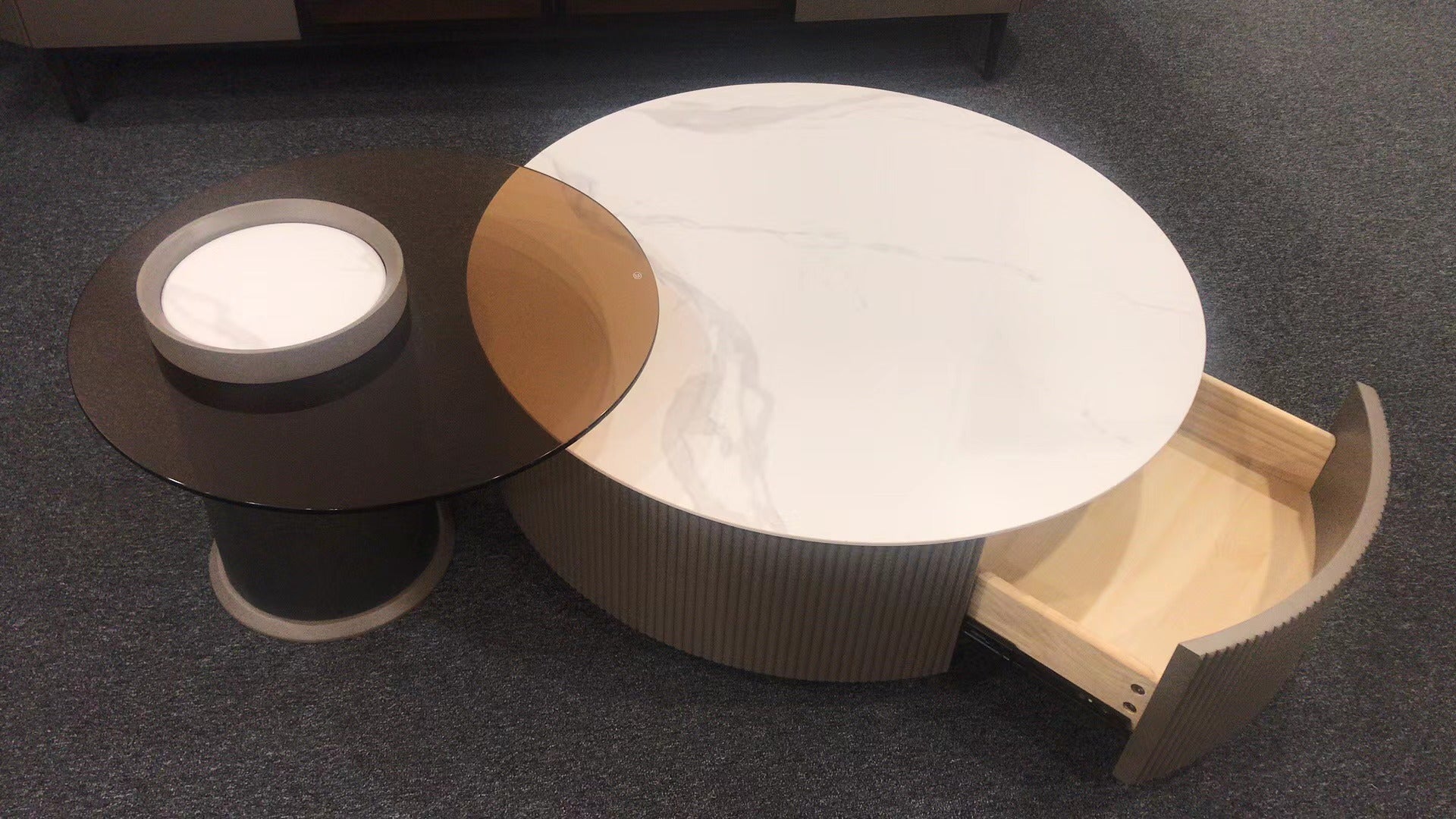 Keesley Nesting Coffee Table Set/Glossy Ceramic top/ Modern