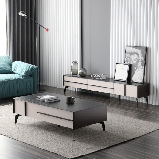 Morden Minimalistic/ Coffee Table-130cm Ceramic Top/MDF & Metal