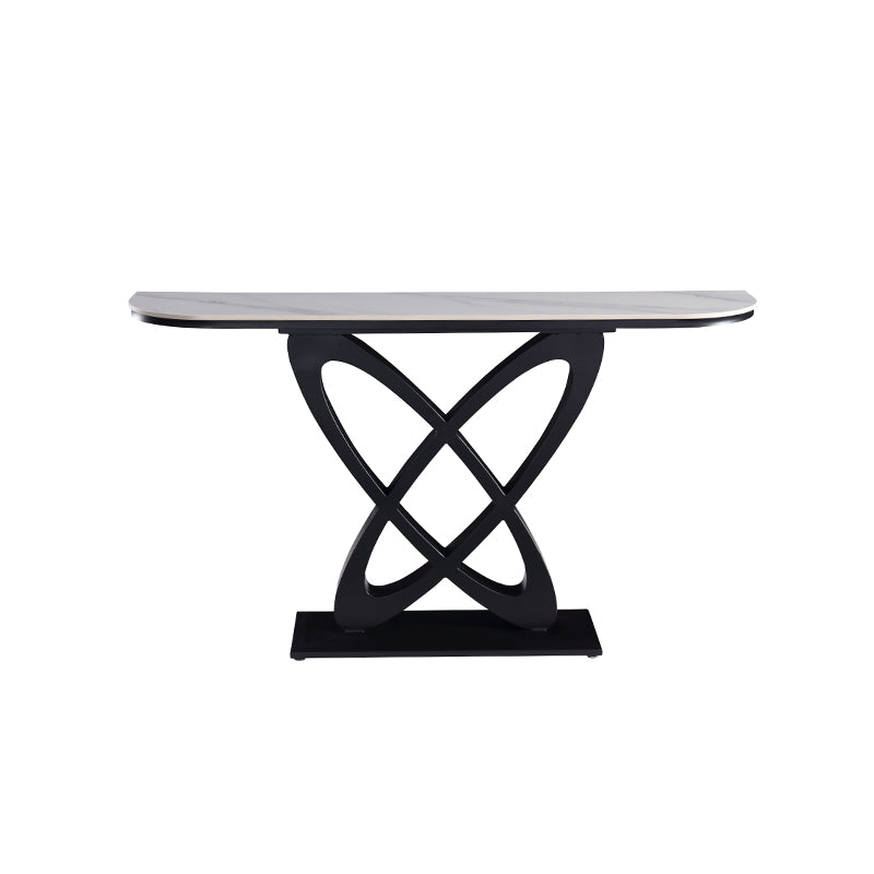 Ceramic Top Console Table/Entrance Table With Circular Geometric Design