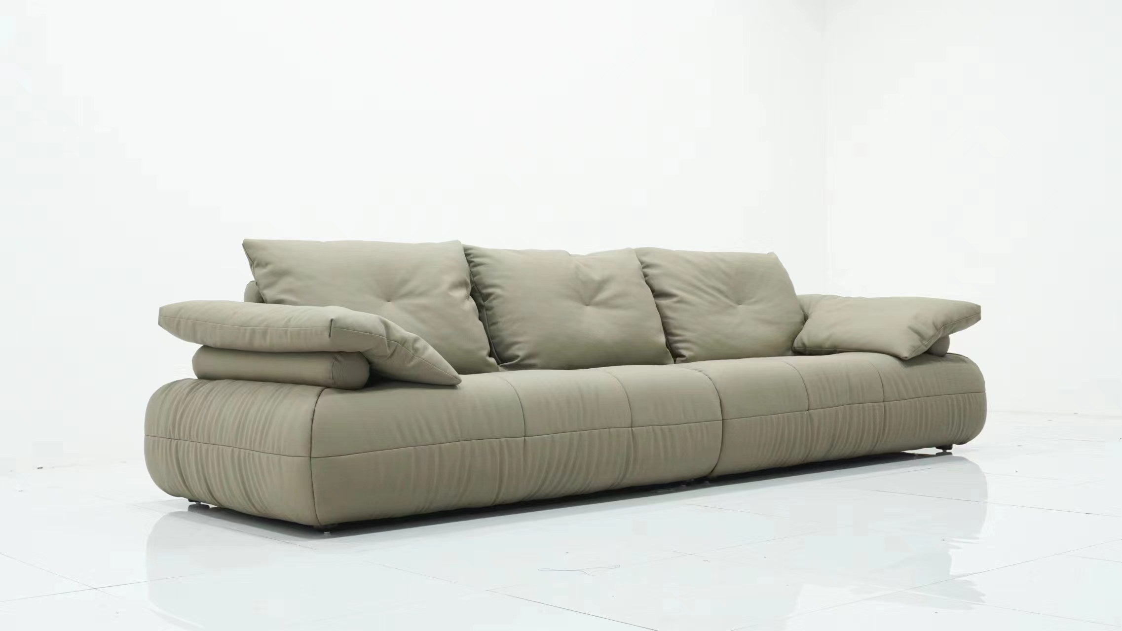 Leather Upholstery Three Seater Sofa/Hidden Legs