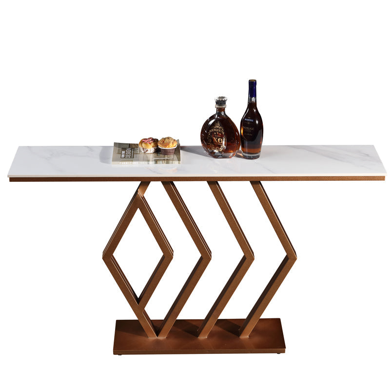 Elton White and Gold Ceramic Console table/Ceramic top/Goldern Carbon Frame Legs