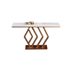 Elton White and Gold Ceramic Console table/Ceramic top/Goldern Carbon Frame Legs