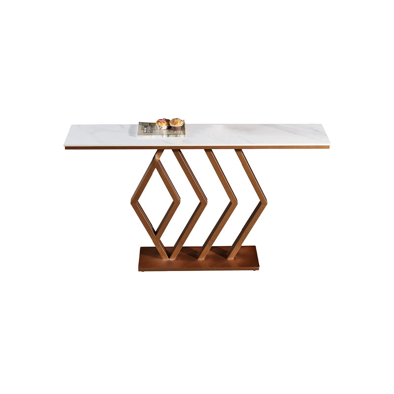 Elton White and Gold Ceramic Console table/Ceramic top/Goldern Carbon Frame Legs
