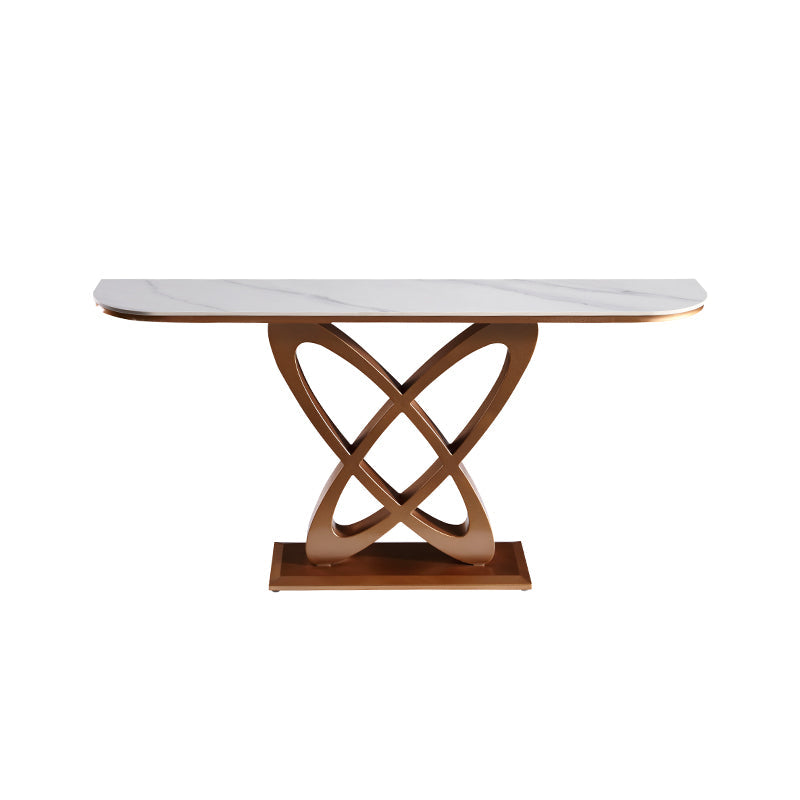 Ceramic Top Console Table/Entrance Table With Circular Geometric Design