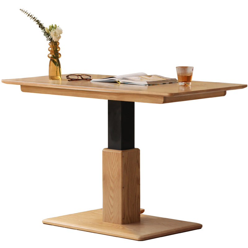 Elio Natural FAS-Graded Solid Ash Wood Height-Adjustable Coffee Table