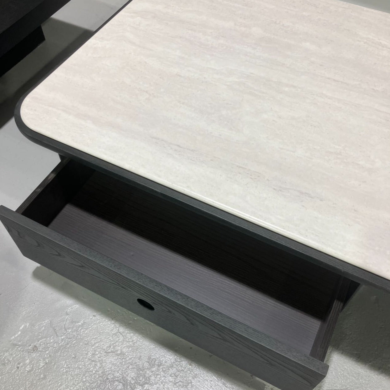 Stone Top Coffee Table with Red Oak Veneered and Drawer /Tea Table