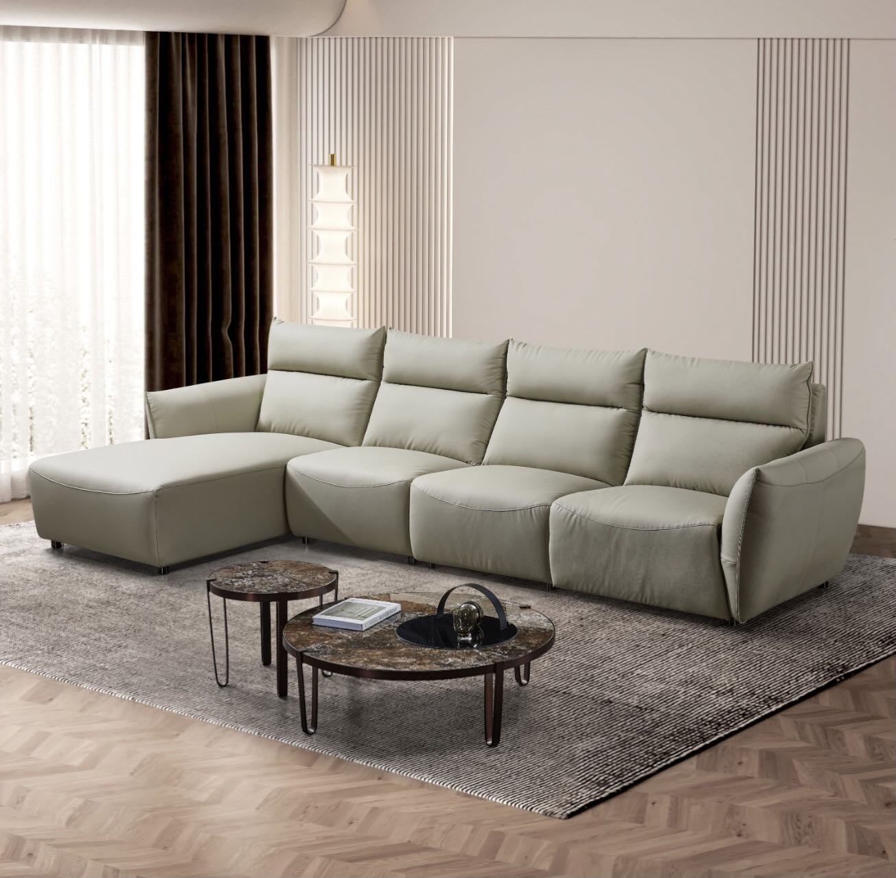 Plumie Four Seater L-Shape Sofa/Electric Lift Recliner/Chaise/Pet-Friendly Upholstery