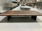 Saddle Leather Belt Decor Walnut Coloured Coffee Table/Tea Table