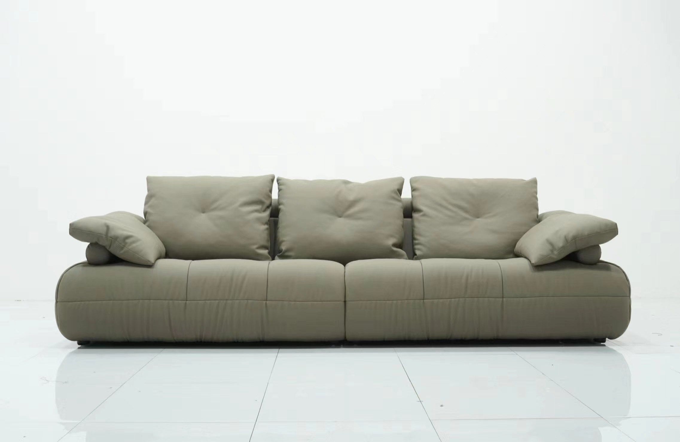 Leather Upholstery Three Seater Sofa/Hidden Legs