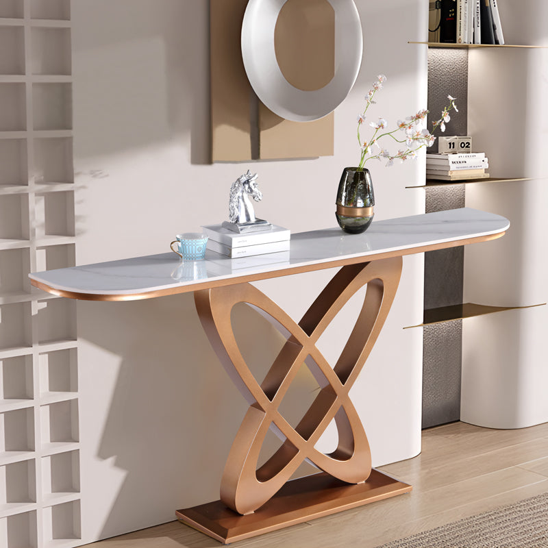 Ceramic Top Console Table/Entrance Table With Circular Geometric Design