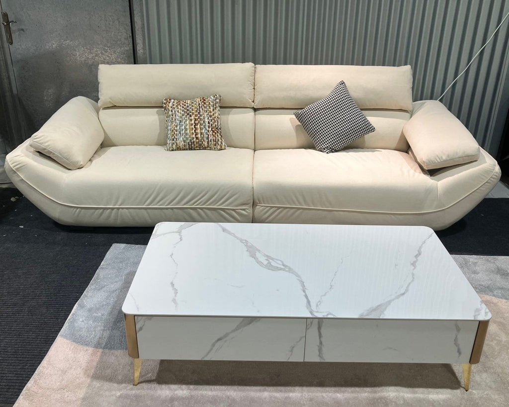 Briley White Pet-Friendly Fabric Upholstered Four-Seater Sofa/280CM/320CM